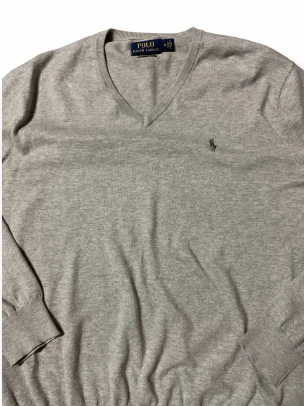 Polo Ralph Lauren Gray Pima Cotton V-Neck Sweater M